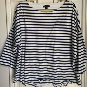 J. Crew structured boatneck navy striped tee
